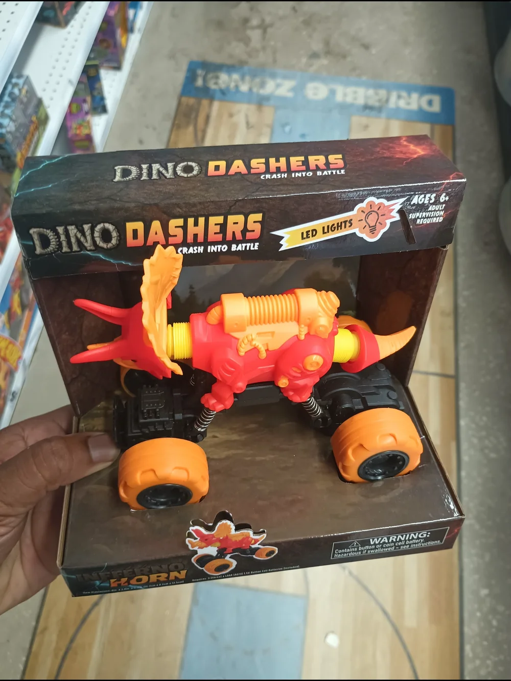 LED Lighted Pull-Back Dino Truck - Orange/Red